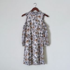 Floral Long Sleeve Cold-Shoulder Dress